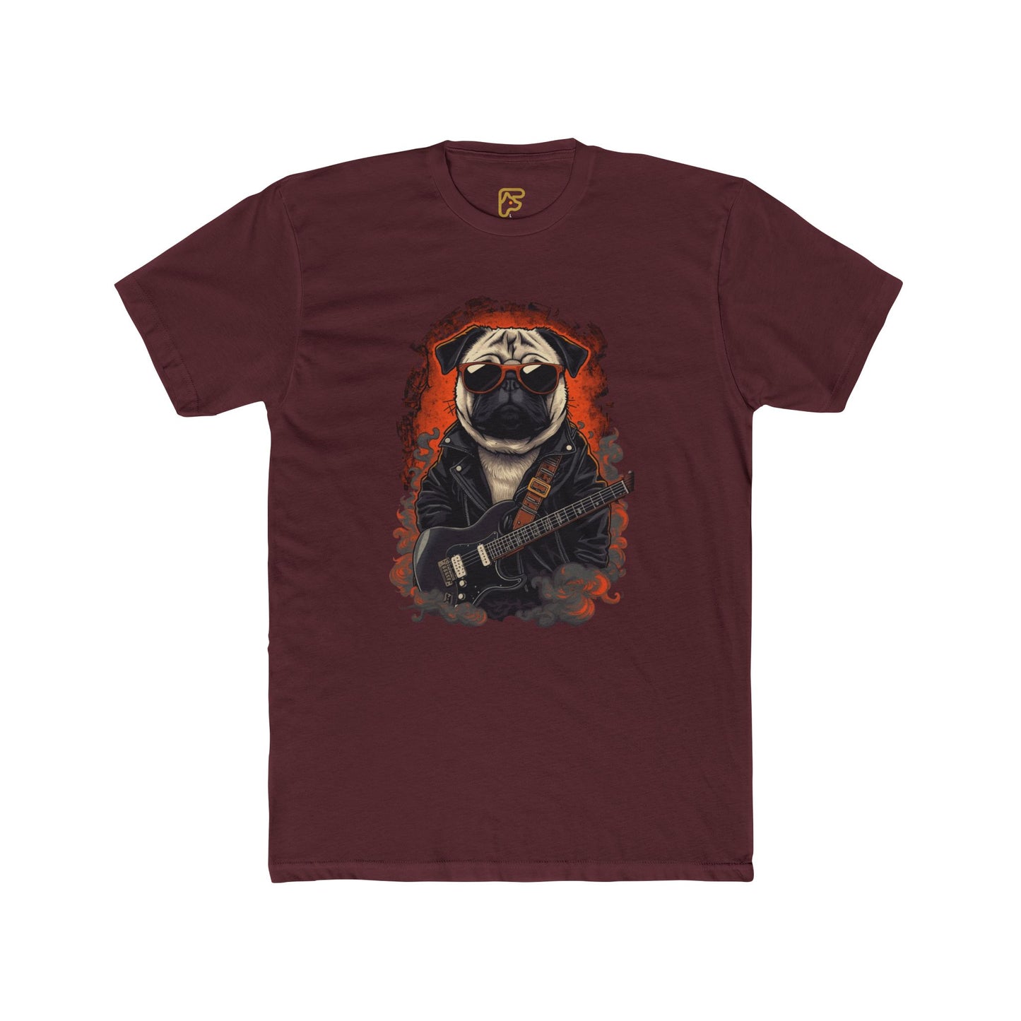 Pug Rocker Graphic Tee — Guitar-Playing Pug Band Shirt