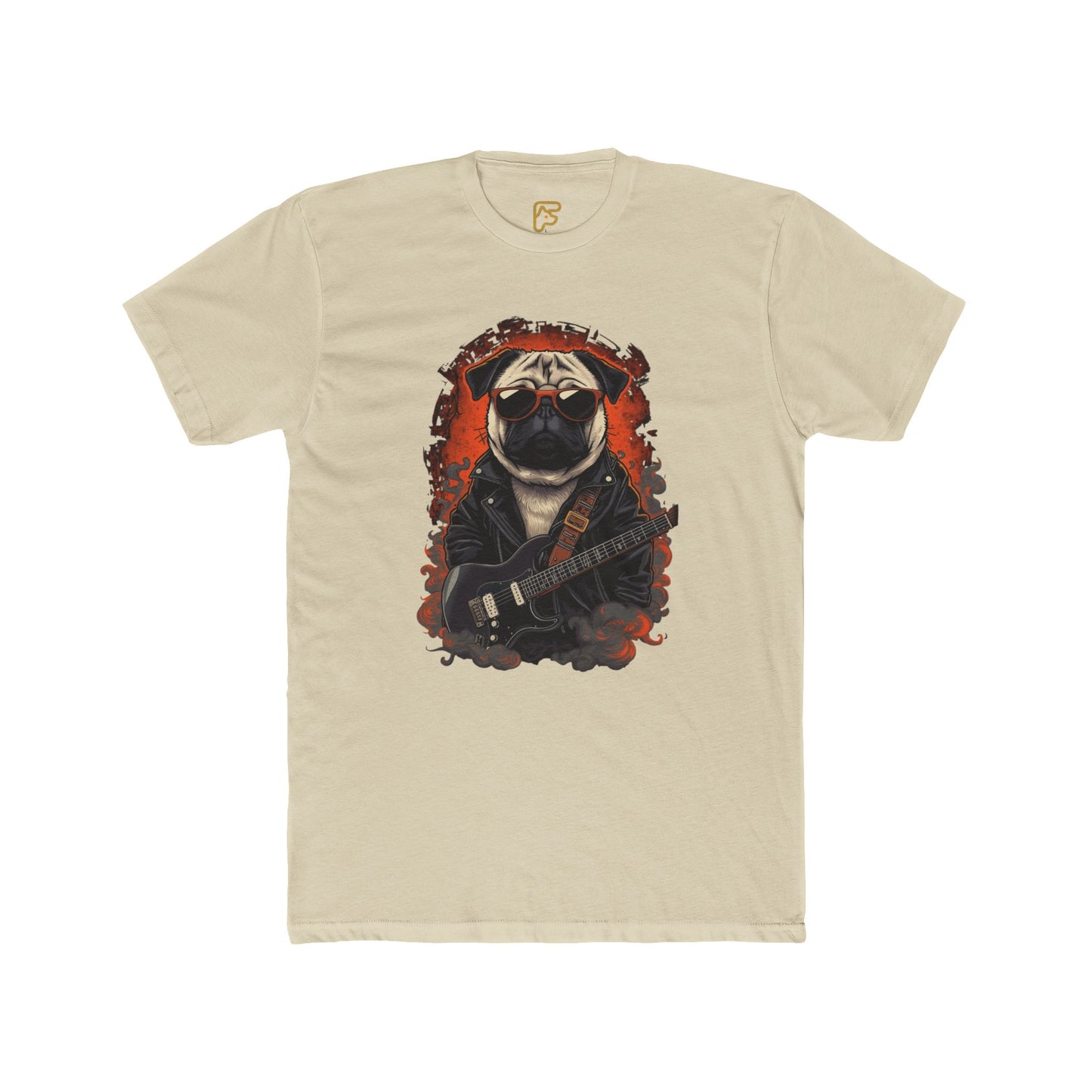 Pug Rocker Graphic Tee — Guitar-Playing Pug Band Shirt