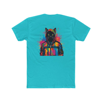 Cat Hoodie Art T‑Shirt — Colorful Black Cat Graphic Tee