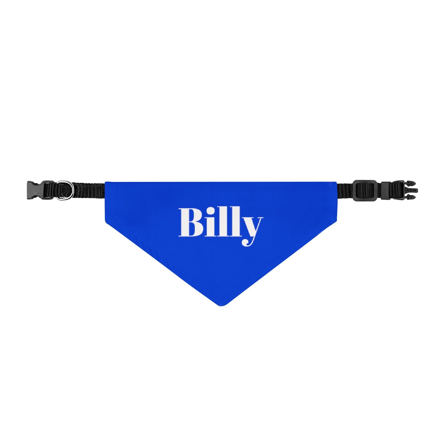 Personalized Clip-On Pet Bandana — Blue "Billy" Dog/Cat Collar Accessory