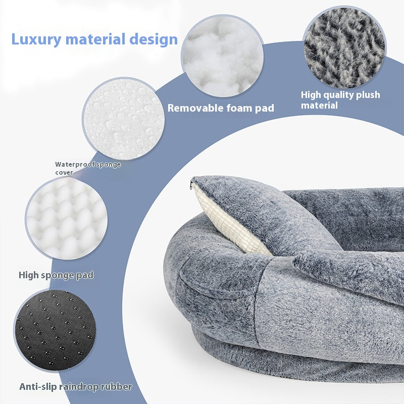 Washable Large Dog Bed for Human and Adult Dogs – Removable Cover Kennel Cushion, Soft Pet Sleeping Mat