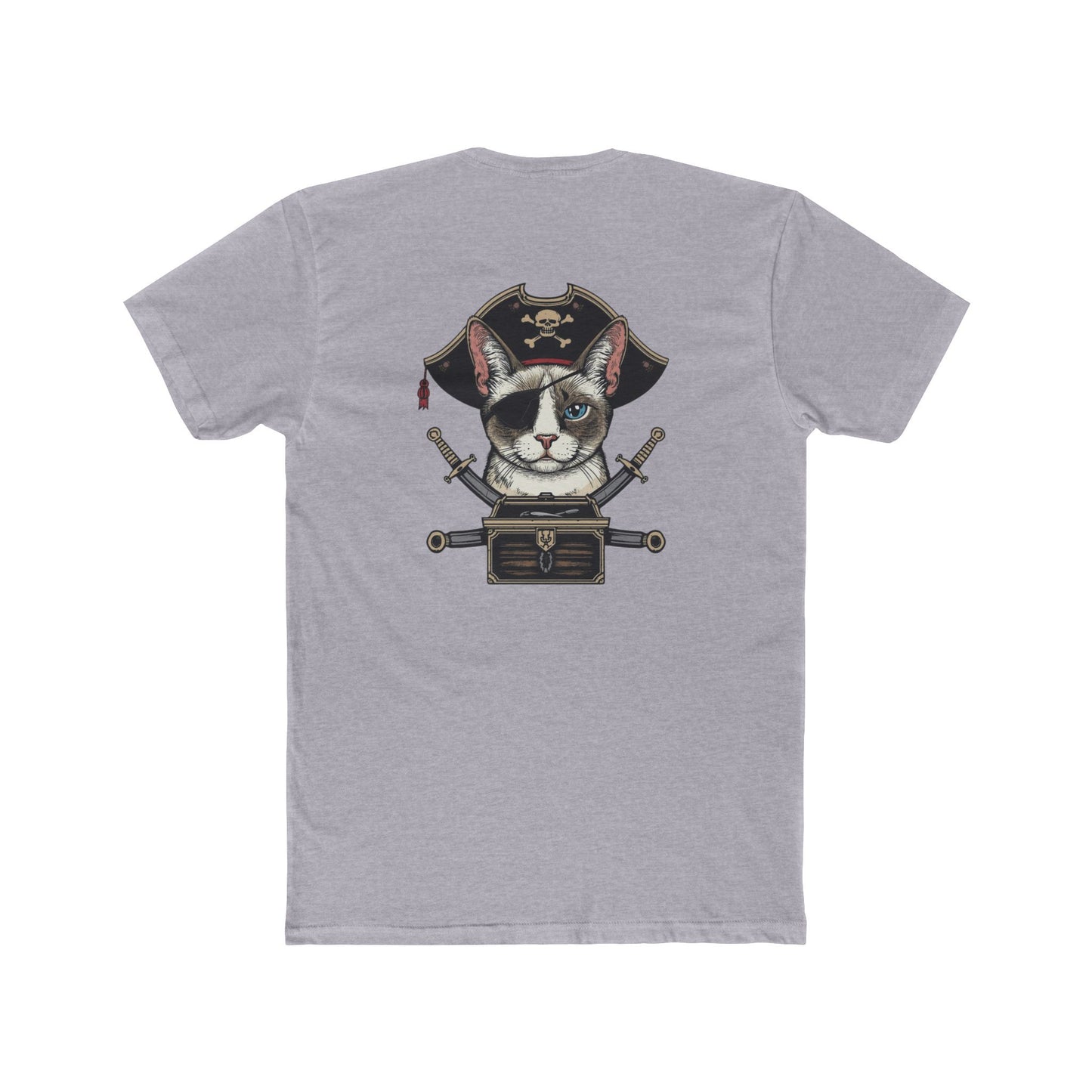 Pirate Cat Graphic Tee — Novelty Cat Pirate Skull & Crossed Cutlasses T-Shirt