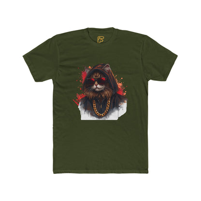 Cat Gangster T‑Shirt — Hooded Cat with Gold Chain Graphic Tee