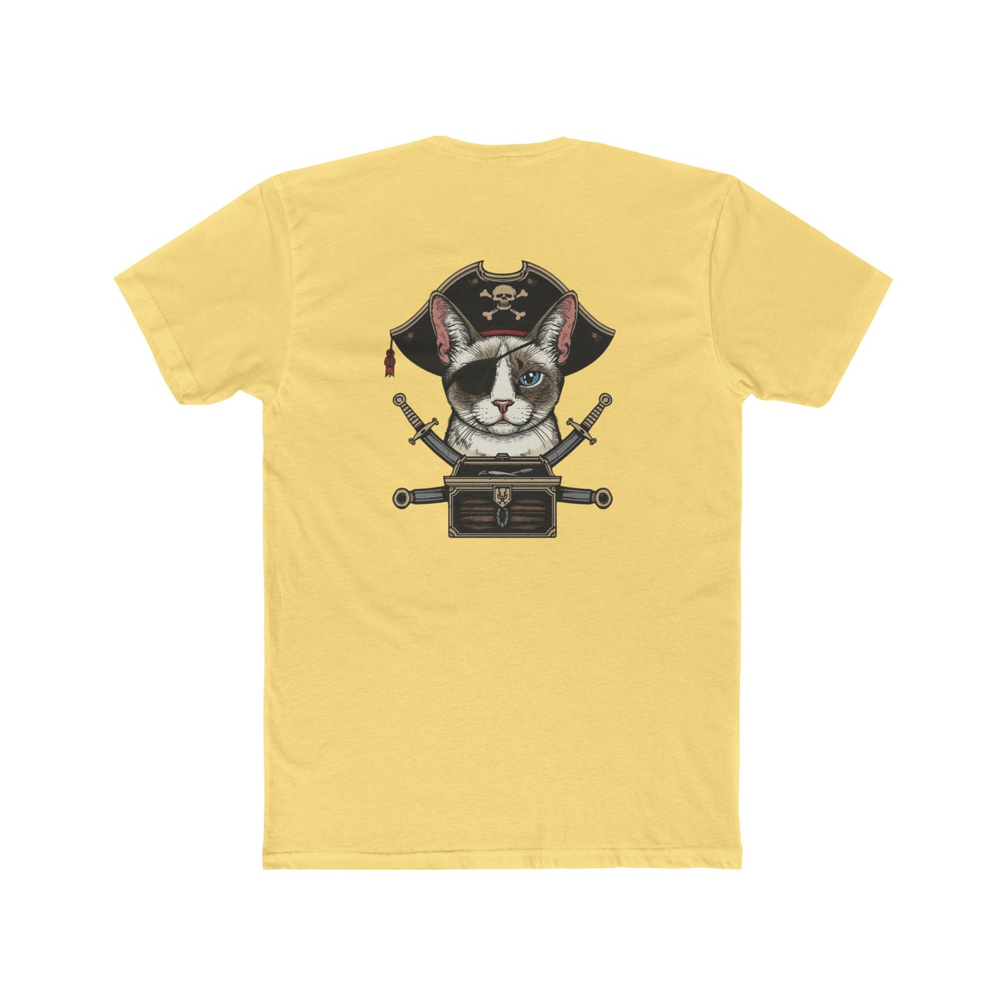 Pirate Cat Graphic Tee — Novelty Cat Pirate Skull & Crossed Cutlasses T-Shirt
