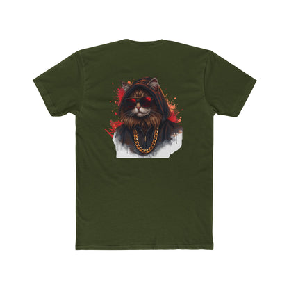 Cat Portrait Tee — Urban Streetwear Cat with Gold Chain Graphic T-Shirt