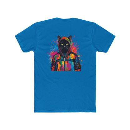 Cat Hoodie Art T‑Shirt — Colorful Black Cat Graphic Tee