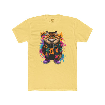Street Style Cat Graphic Tee — Colorful Urban Cat Print T-Shirt