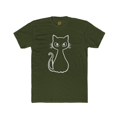 Minimal Outline Cat T-Shirt — Cute Line Art Kitty Tee