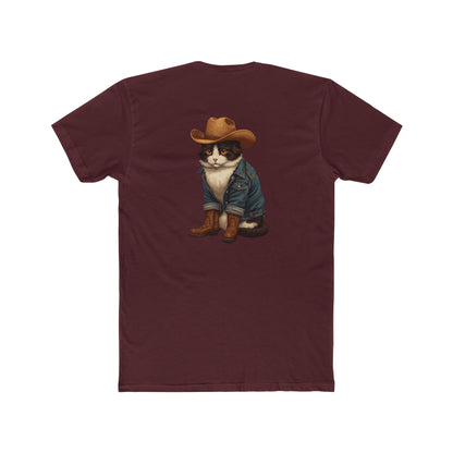 Cowboy Cat T‑Shirt — Western Cat Graphic Tee with Pocket Logo