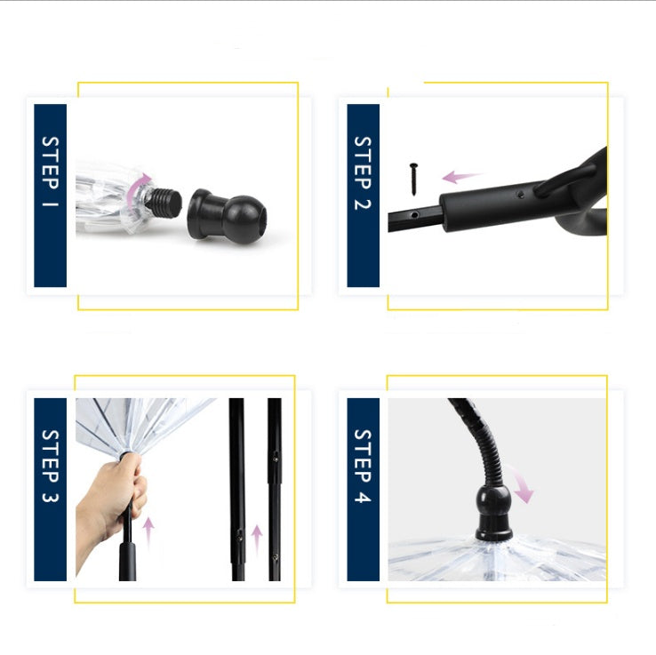 Transparent Adjustable Pet Umbrella – C-Type Handle Dog Rain Protection with Retractable Rod (70cm Diameter)