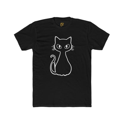 Minimal Outline Cat T-Shirt — Cute Line Art Kitty Tee
