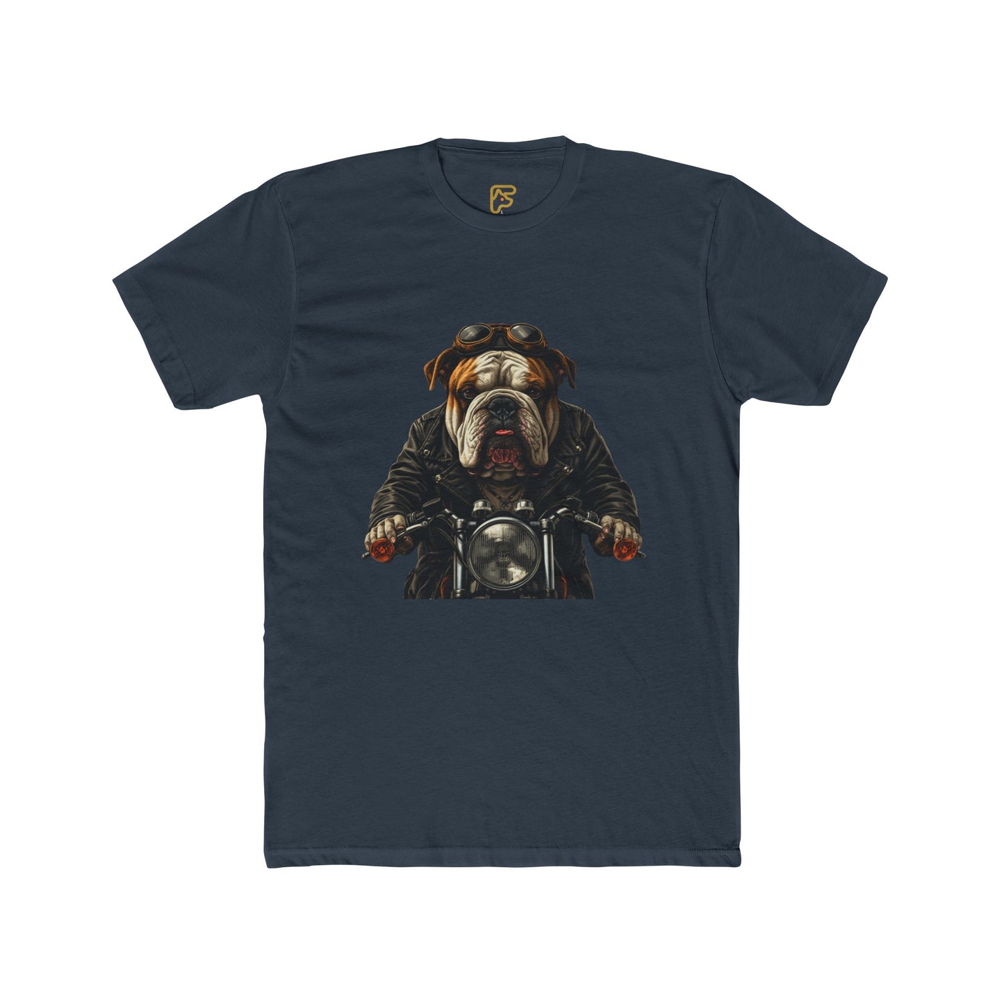 Bulldog Biker T‑Shirt — Motorcycle Dog Graphic Tee
