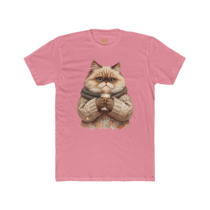 Cozy Cat Holding Coffee T‑Shirt — Cute Cat Sweater Graphic Tee for Cat Lovers