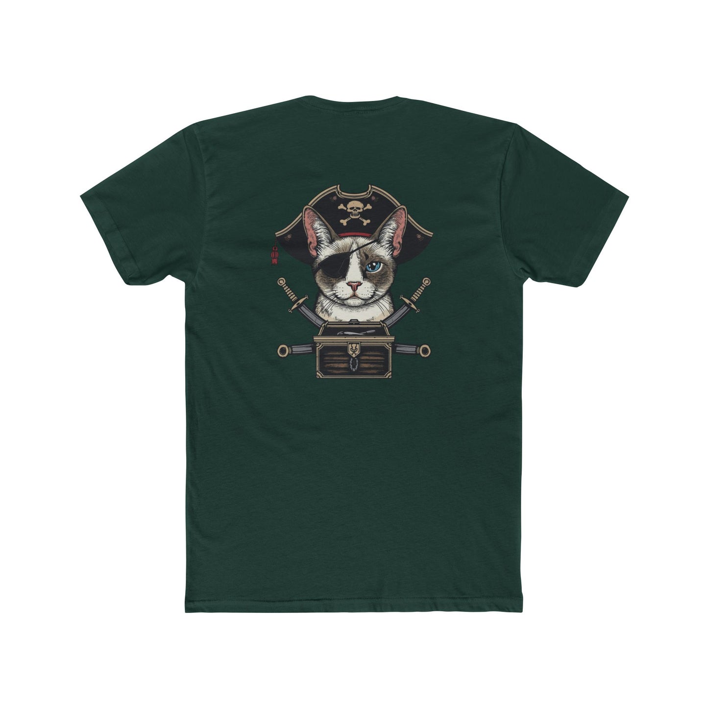 Pirate Cat Graphic Tee — Novelty Cat Pirate Skull & Crossed Cutlasses T-Shirt