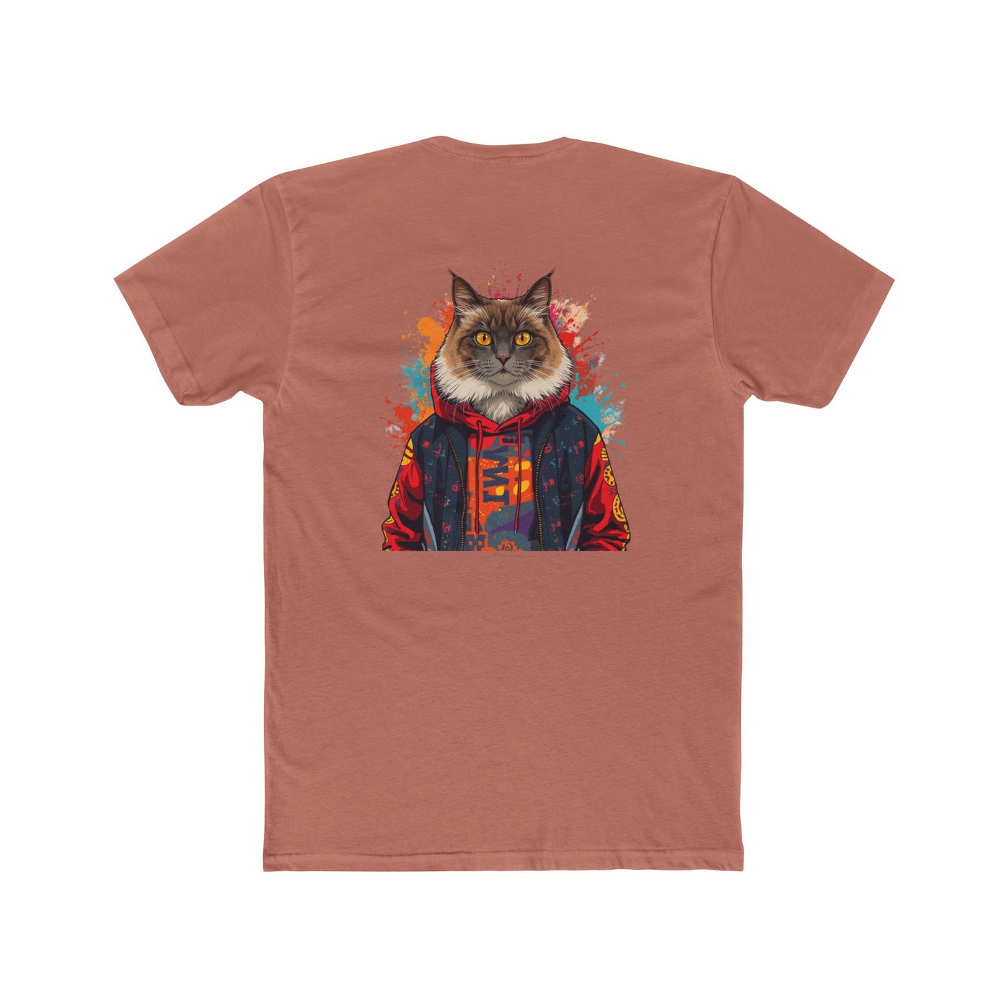 Cat Portrait Tee — Colorful Hoodie Cat Graphic Crewneck