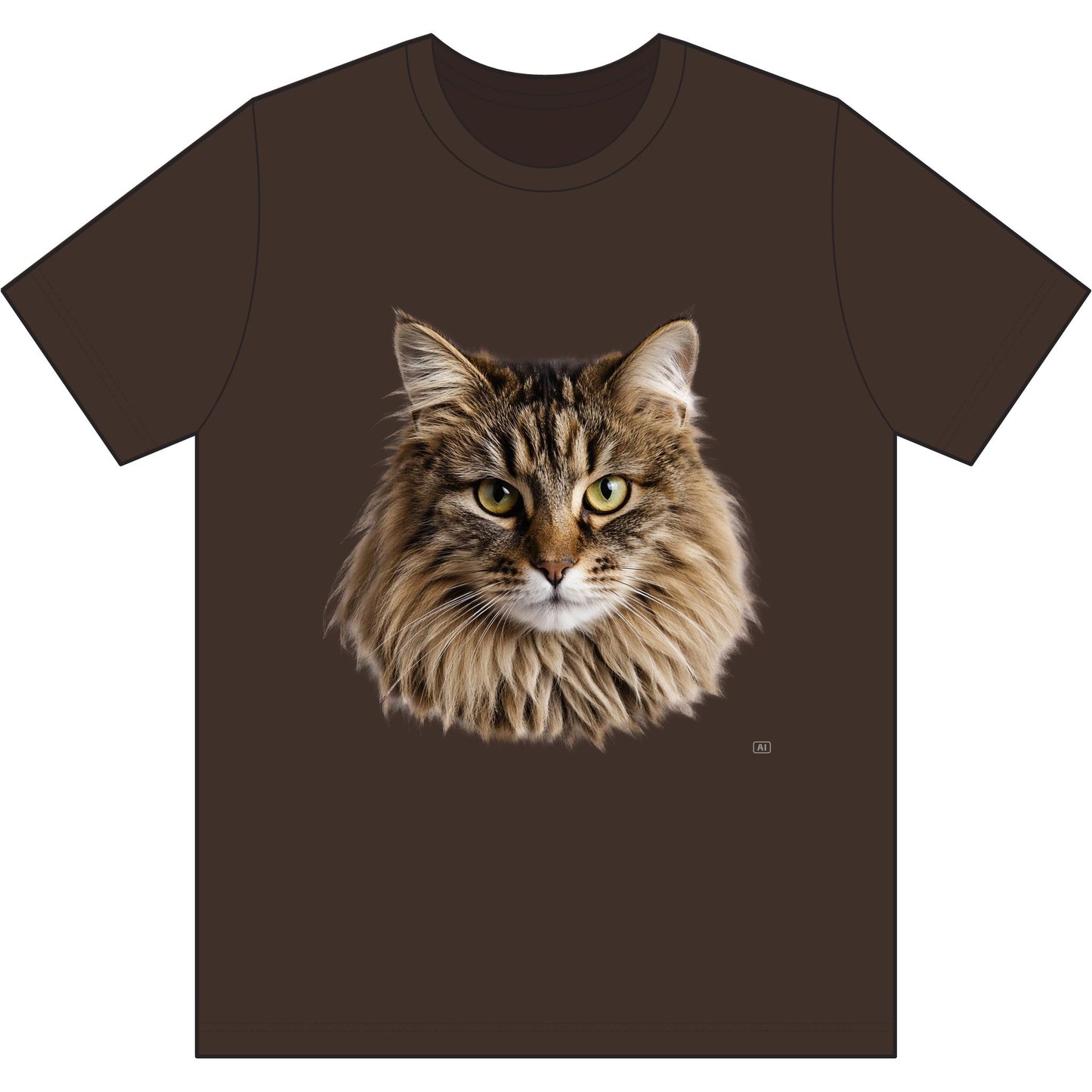 Maine Coon Cat Face Tee — Realistic Cat Portrait T-Shirt for Cat Lovers
