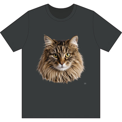 Maine Coon Cat Face Tee — Realistic Cat Portrait T-Shirt for Cat Lovers