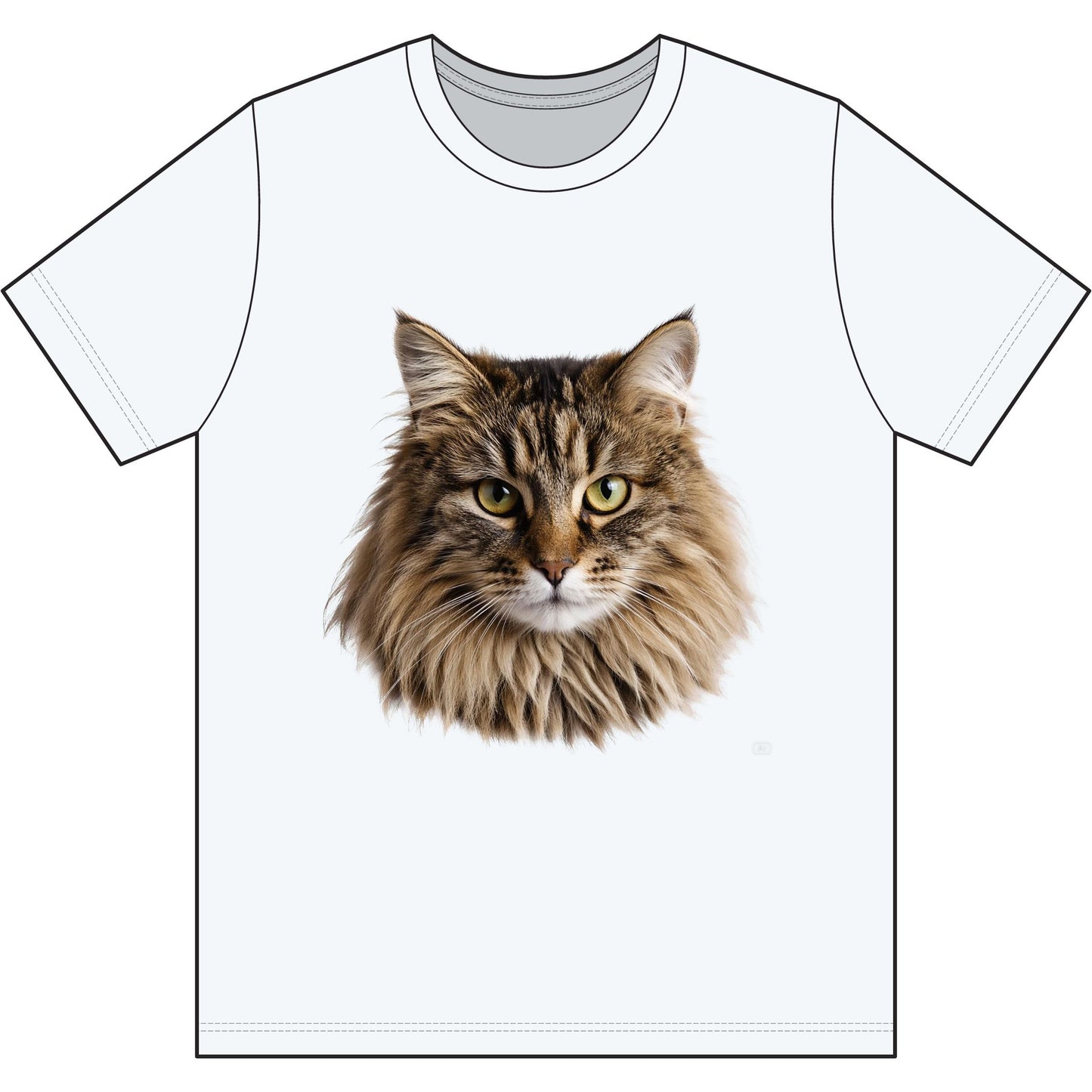 Maine Coon Cat Face Tee — Realistic Cat Portrait T-Shirt for Cat Lovers