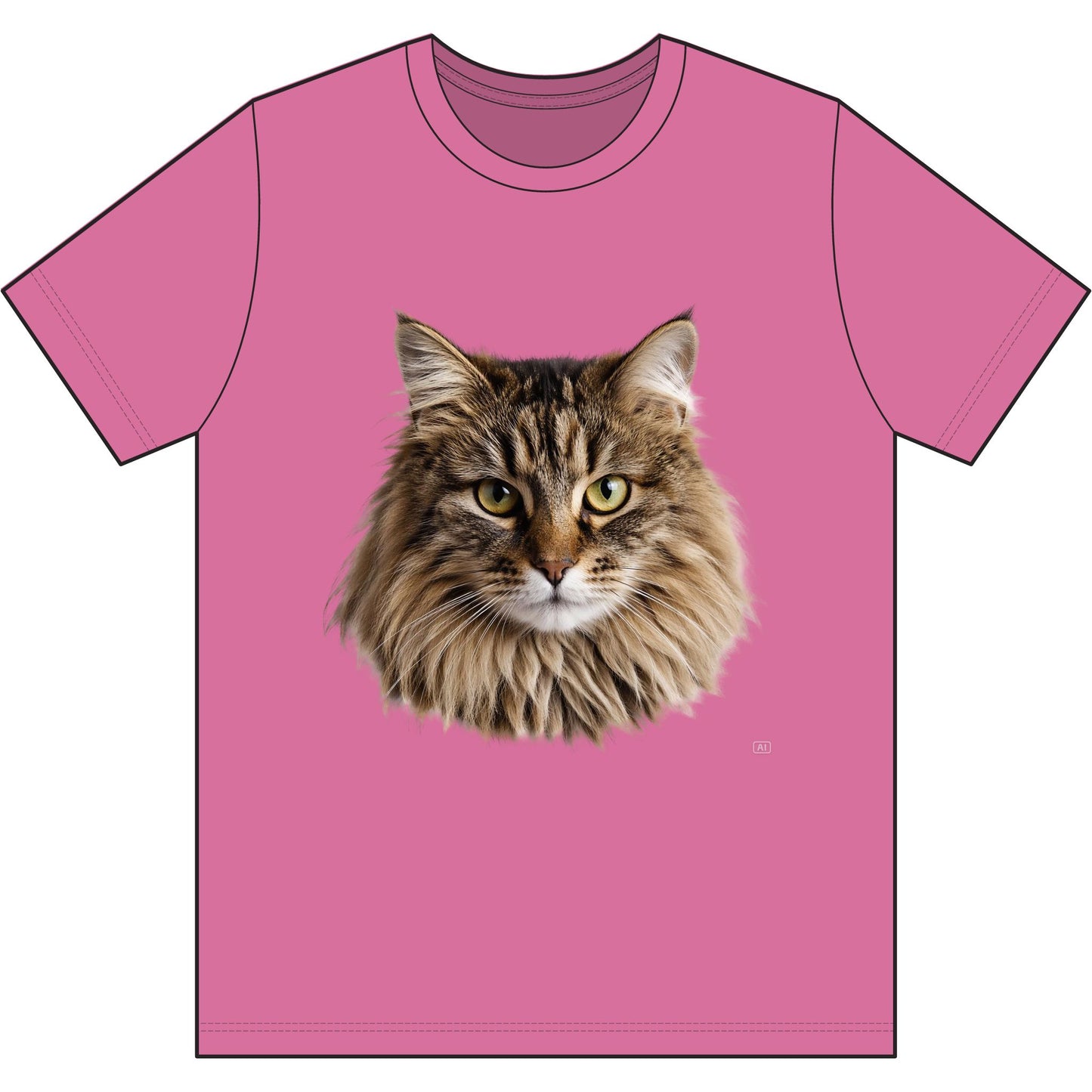 Maine Coon Cat Face Tee — Realistic Cat Portrait T-Shirt for Cat Lovers