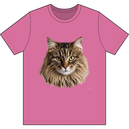 Maine Coon Cat Face Tee — Realistic Cat Portrait T-Shirt for Cat Lovers