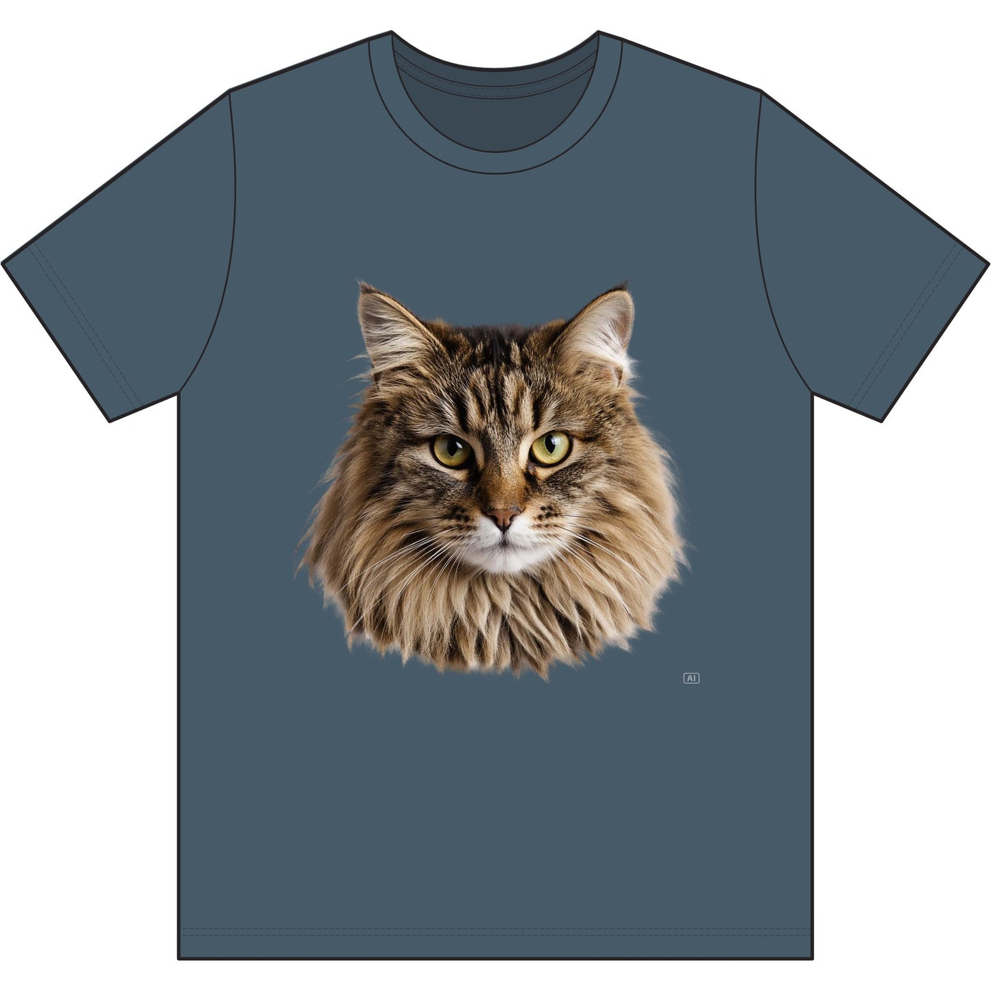 Maine Coon Cat Face Tee — Realistic Cat Portrait T-Shirt for Cat Lovers