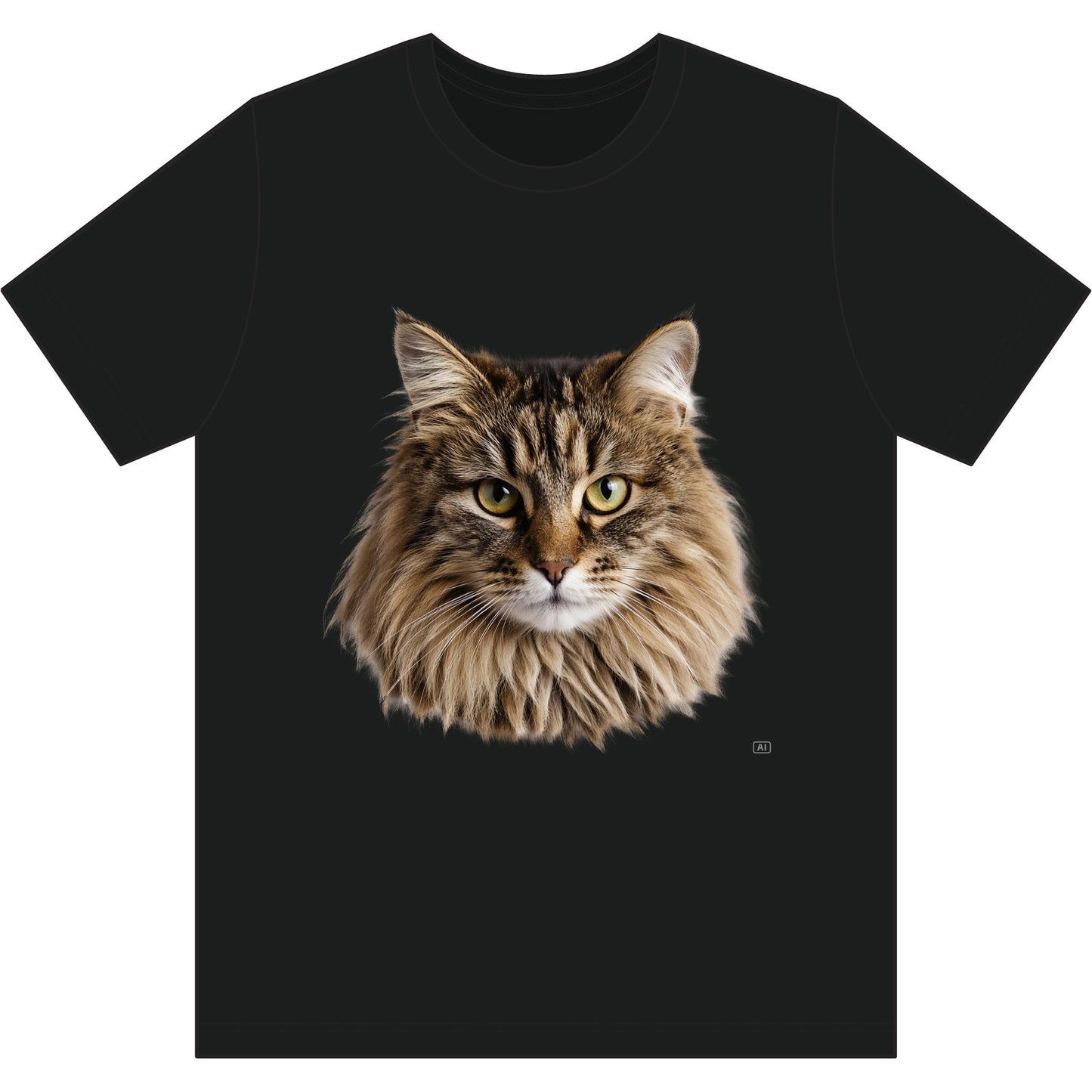 Maine Coon Cat Face Tee — Realistic Cat Portrait T-Shirt for Cat Lovers