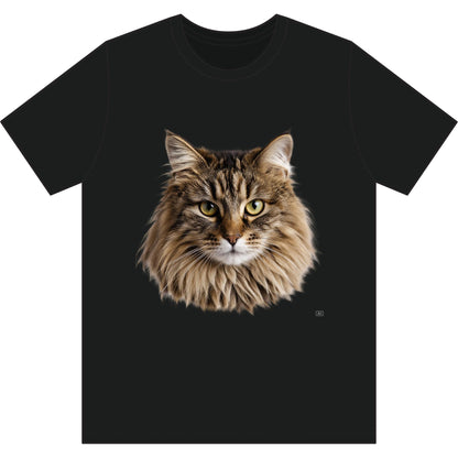 Maine Coon Cat Face Tee — Realistic Cat Portrait T-Shirt for Cat Lovers