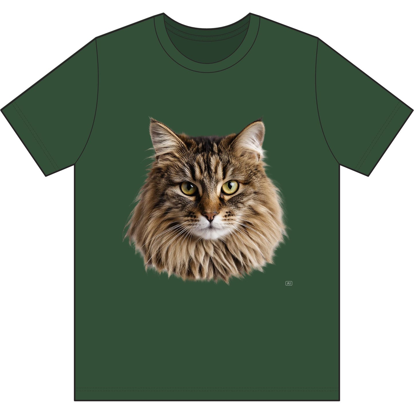 Maine Coon Cat Face Tee — Realistic Cat Portrait T-Shirt for Cat Lovers