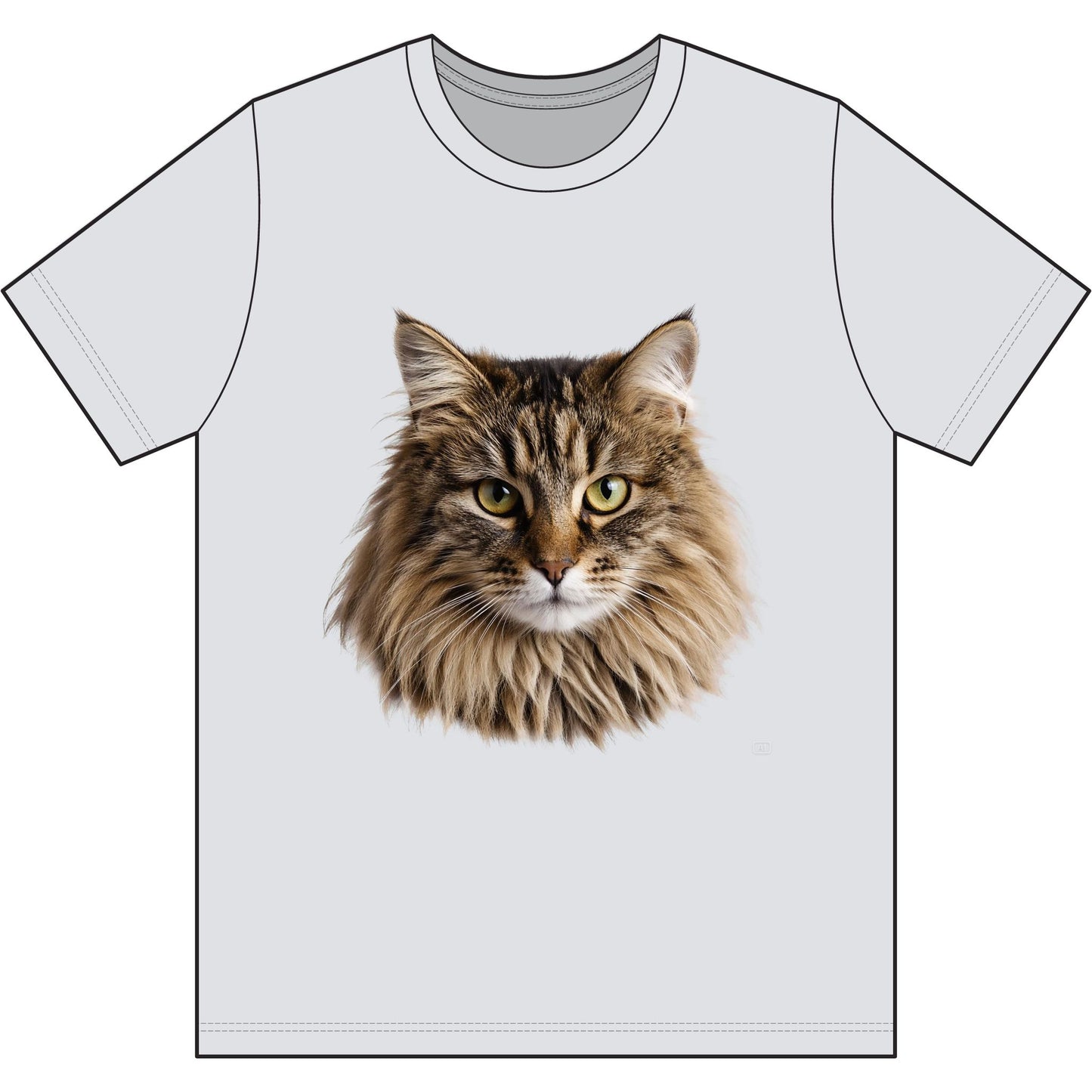 Maine Coon Cat Face Tee — Realistic Cat Portrait T-Shirt for Cat Lovers
