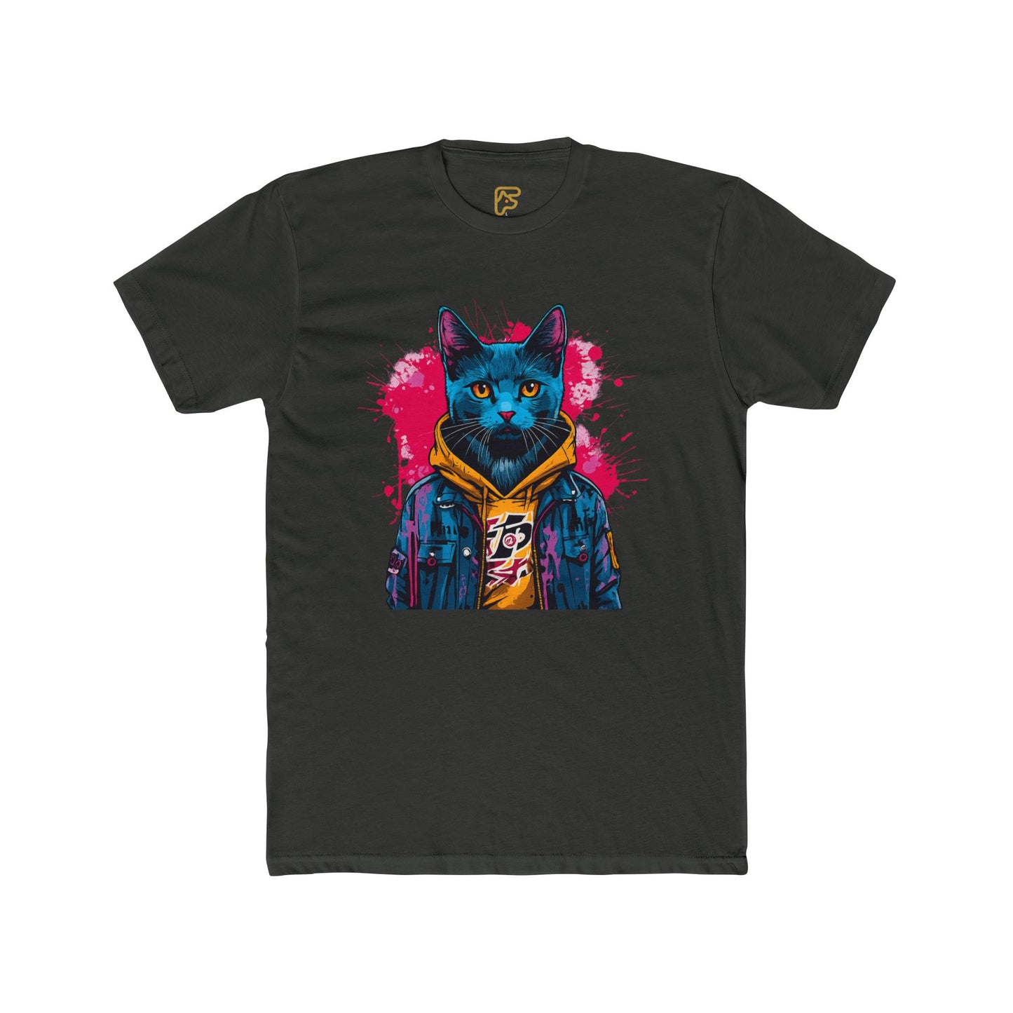 Cat Noir Streetwear T-Shirt — Blue Cat in Hoodie Graphic Tee
