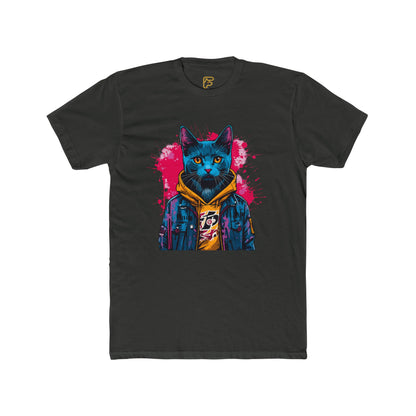 Cat Noir Streetwear T-Shirt — Blue Cat in Hoodie Graphic Tee