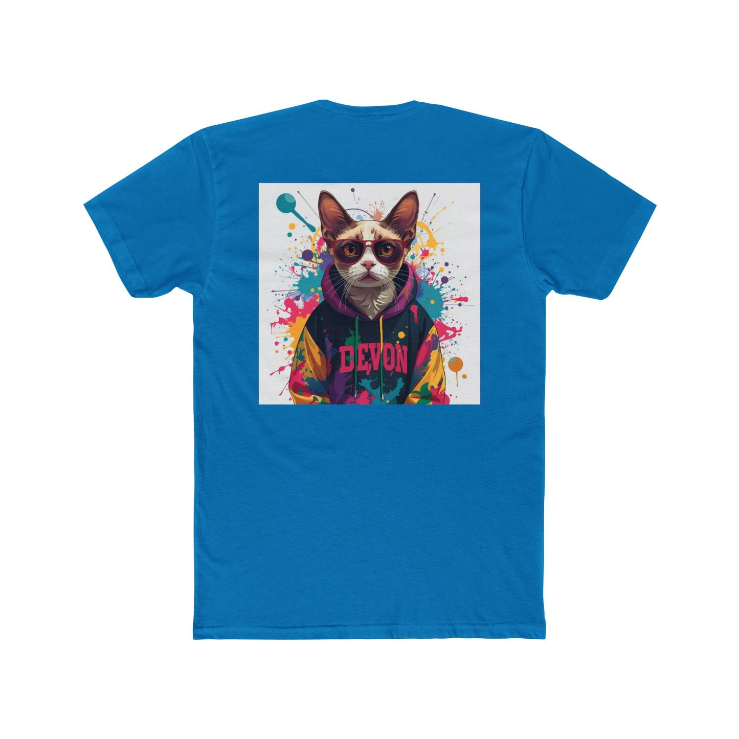 Cat Portrait Tee — Colorful Streetwear Cat Graphic Shirt (Back Print)
