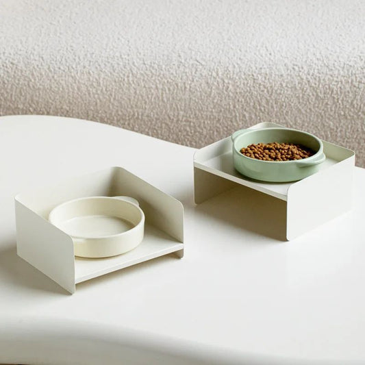 Elevated Ceramic Pet Bowl with Metal Stand – Raised Food & Water Bowl for Cats and Dogs
