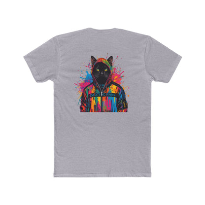 Cat Hoodie Art T‑Shirt — Colorful Black Cat Graphic Tee