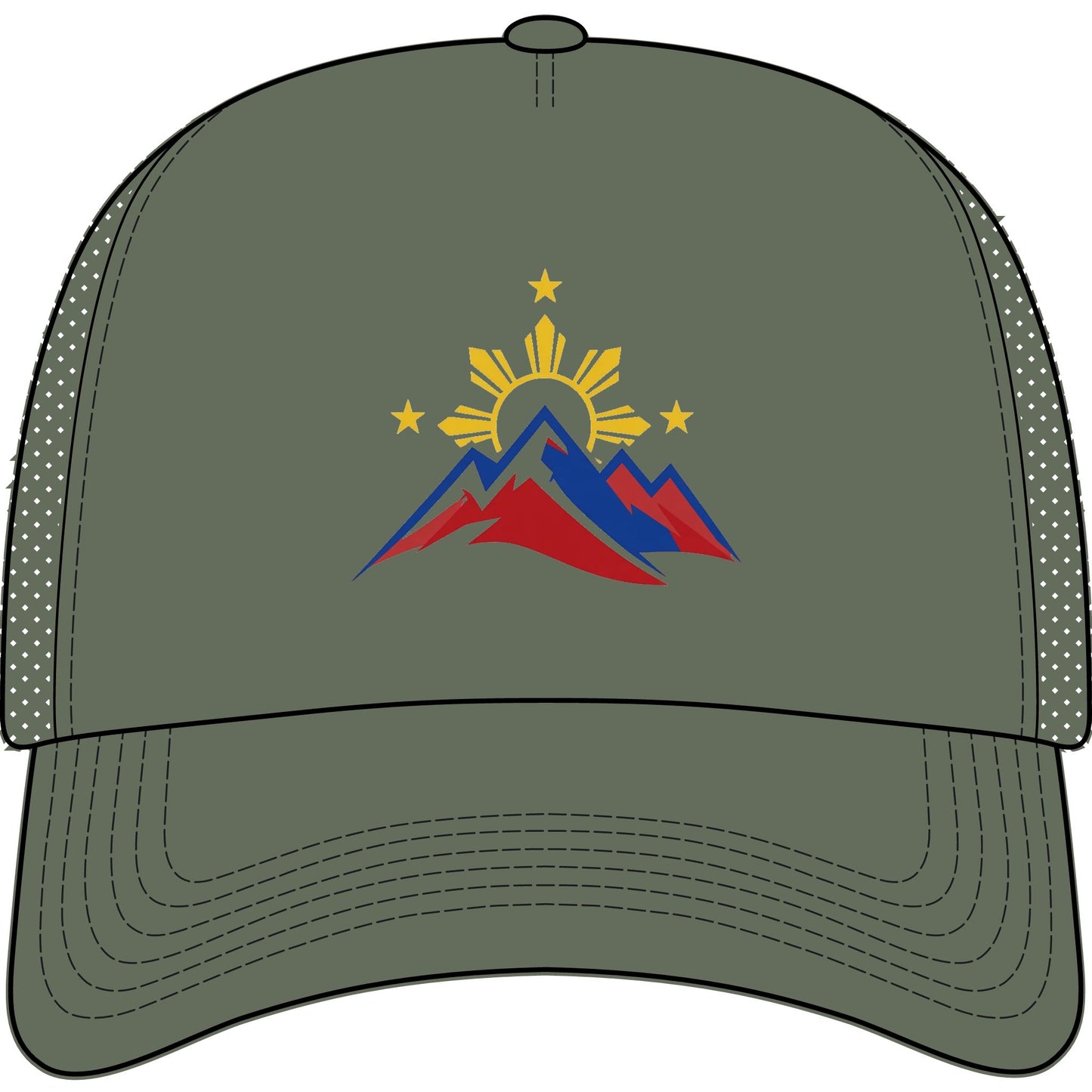 Philippine Mountains Trucker Hat — Sun & Stars Embroidered Foam Cap