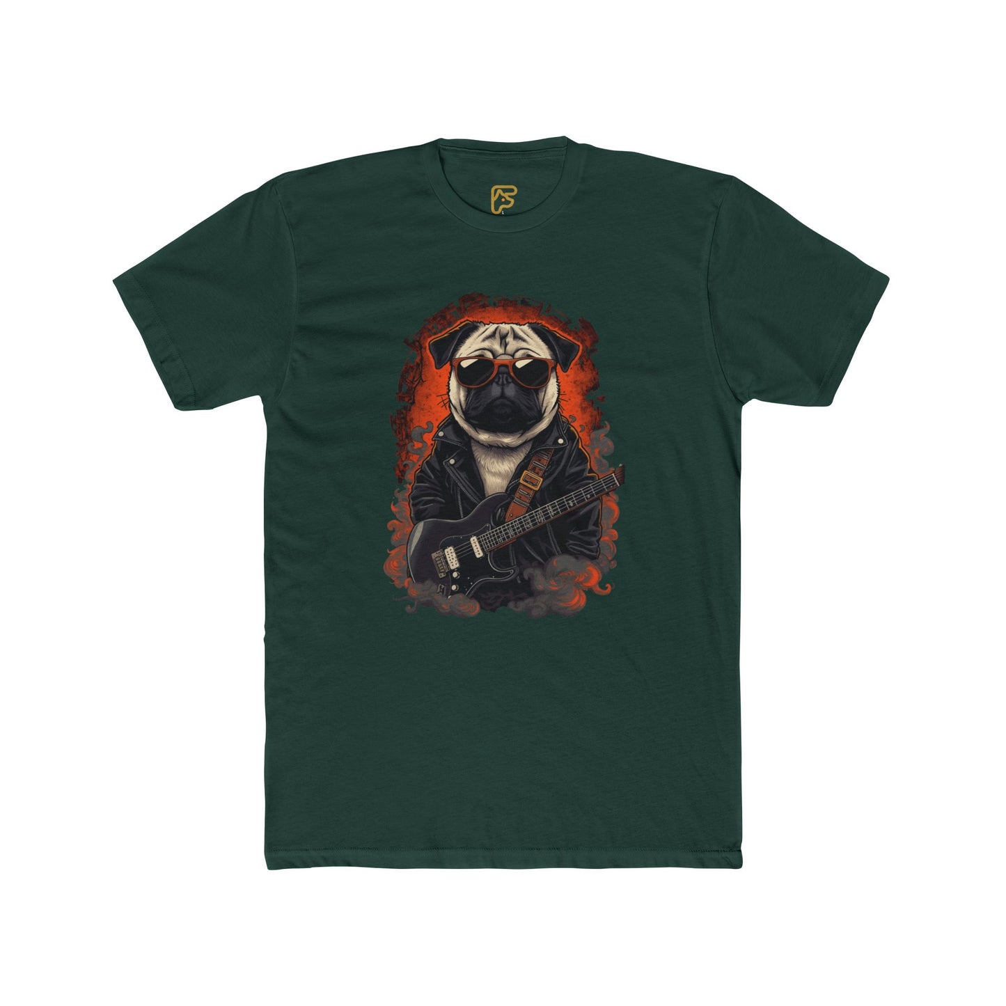 Pug Rocker Graphic Tee — Guitar-Playing Pug Band Shirt