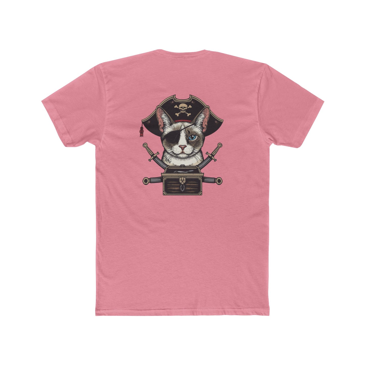 Pirate Cat Graphic Tee — Novelty Cat Pirate Skull & Crossed Cutlasses T-Shirt