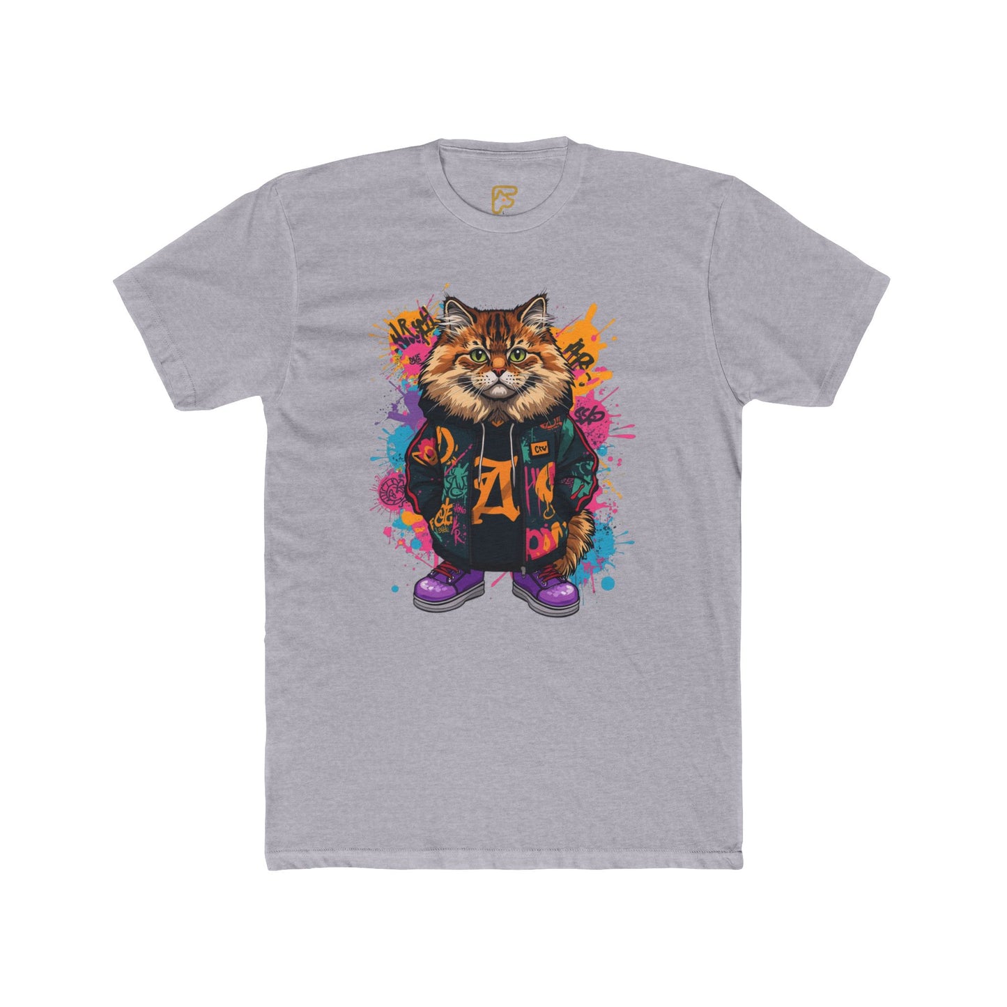 Street Style Cat Graphic Tee — Colorful Urban Cat Print T-Shirt