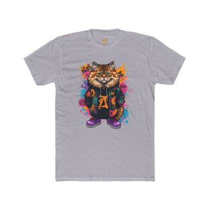 Street Style Cat Graphic Tee — Colorful Urban Cat Print T-Shirt