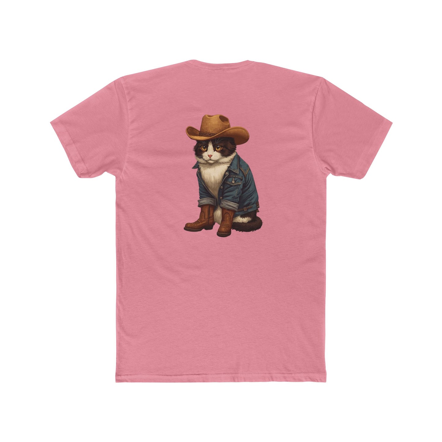 Cowboy Cat T‑Shirt — Western Cat Graphic Tee with Pocket Logo