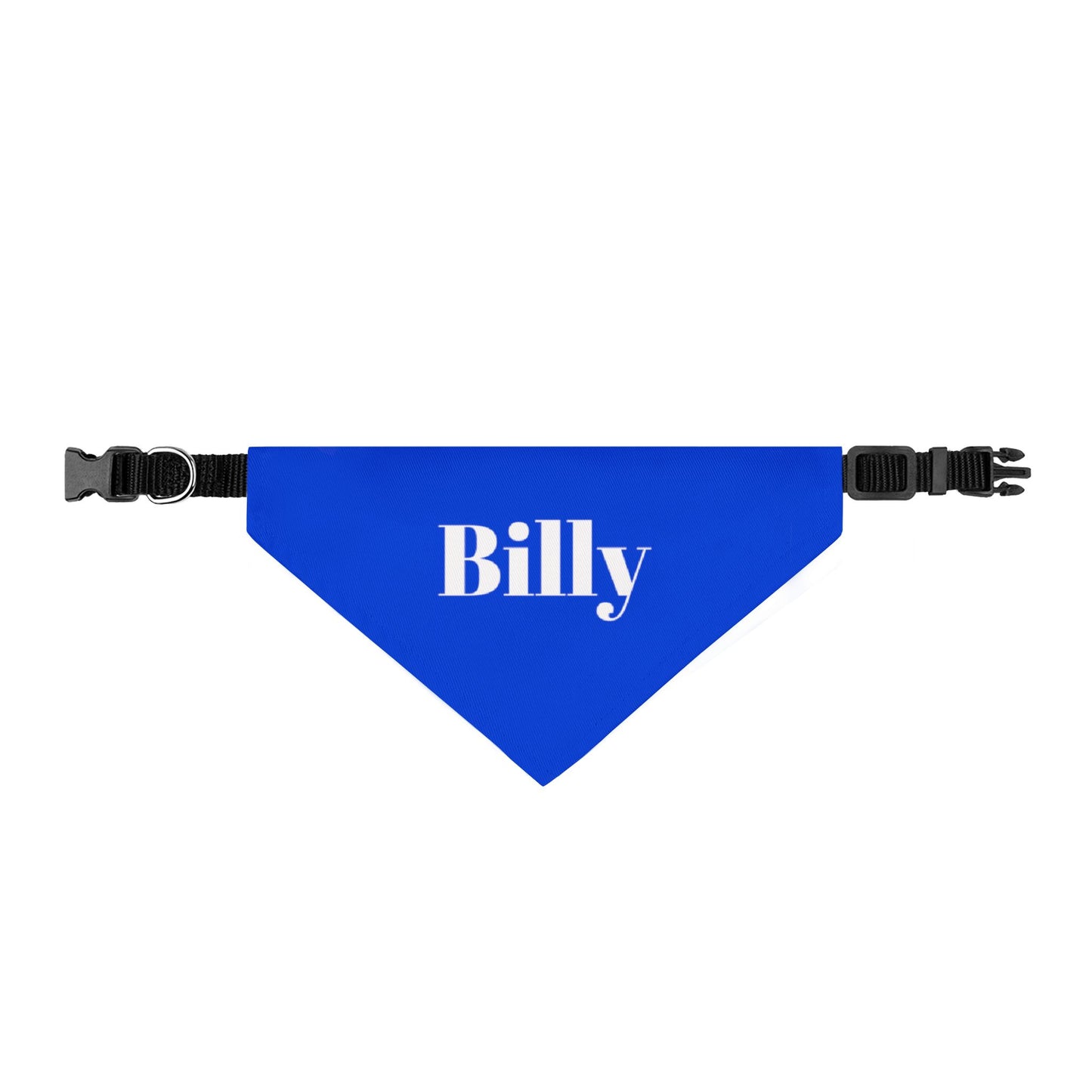 Personalized Clip-On Pet Bandana — Blue "Billy" Dog/Cat Collar Accessory