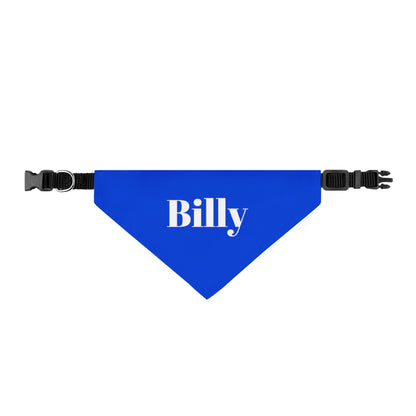 Personalized Clip-On Pet Bandana — Blue "Billy" Dog/Cat Collar Accessory