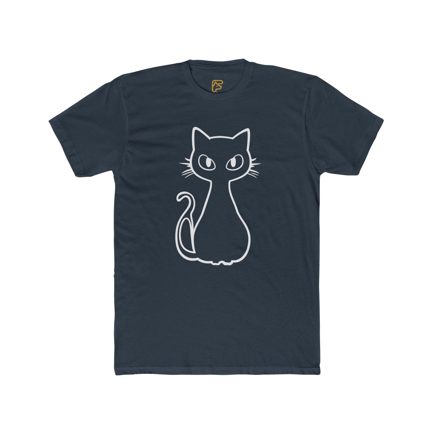 Minimal Outline Cat T-Shirt — Cute Line Art Kitty Tee