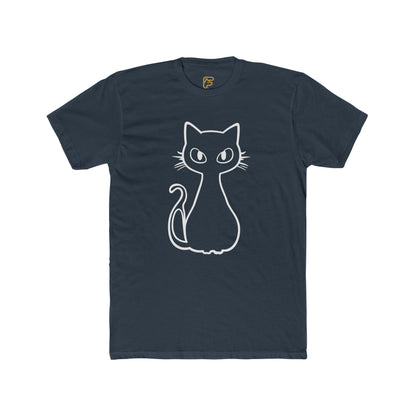 Minimal Outline Cat T-Shirt — Cute Line Art Kitty Tee