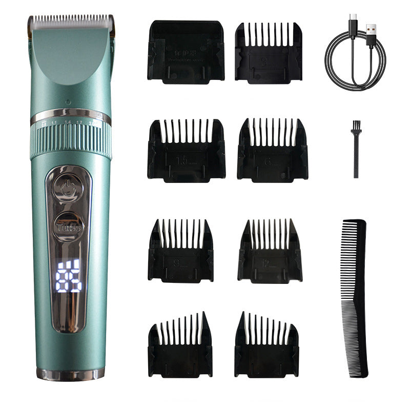 LCD Digital Display Electric Hair Clipper – Waterproof Low-Noise Professional Pet & Human Grooming Trimmer, Adjustable Blades, USB Rechargeable