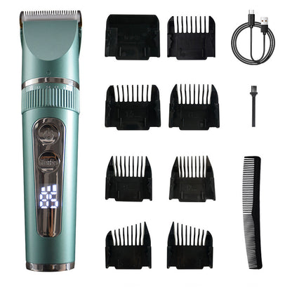 LCD Digital Display Electric Hair Clipper – Waterproof Low-Noise Professional Pet & Human Grooming Trimmer, Adjustable Blades, USB Rechargeable