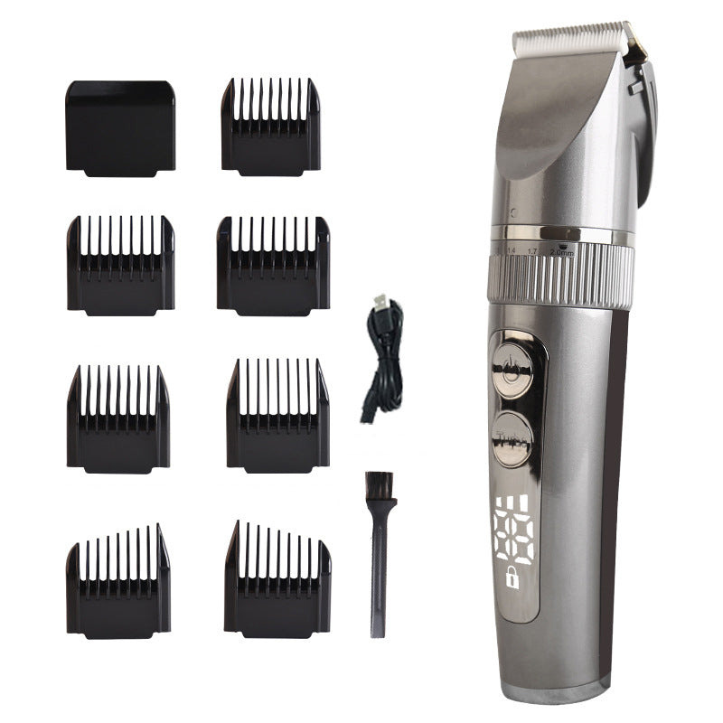LCD Digital Display Electric Hair Clipper – Waterproof Low-Noise Professional Pet & Human Grooming Trimmer, Adjustable Blades, USB Rechargeable