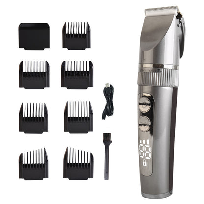 LCD Digital Display Electric Hair Clipper – Waterproof Low-Noise Professional Pet & Human Grooming Trimmer, Adjustable Blades, USB Rechargeable