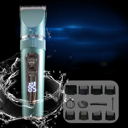 LCD Digital Display Electric Hair Clipper – Waterproof Low-Noise Professional Pet & Human Grooming Trimmer, Adjustable Blades, USB Rechargeable