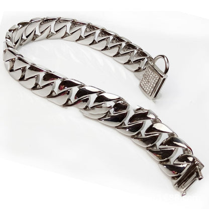 Stainless Steel Dog Chain Collar – 304 Rust-Resistant Adjustable Metal Pet Collar (30–75CM, Gold/Steel)